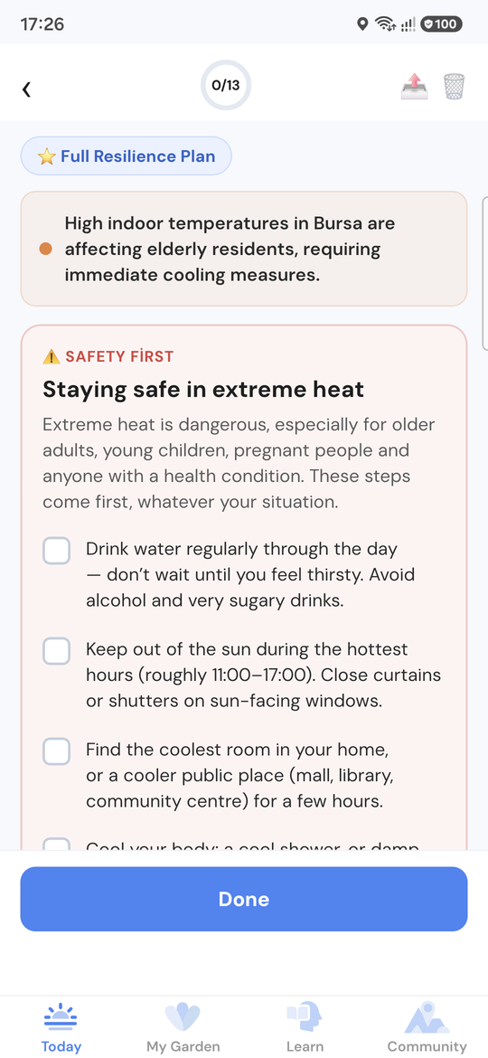 Official safety guidance pinned at the top of an action plan.
